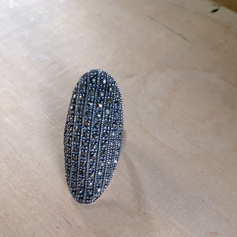 Statement Diamond Silver Ring - image 1